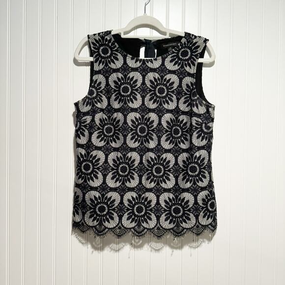 Banana Republic Tops - Banana Republic Navy Blue Lace Floral Sleeveless Top Size Medium